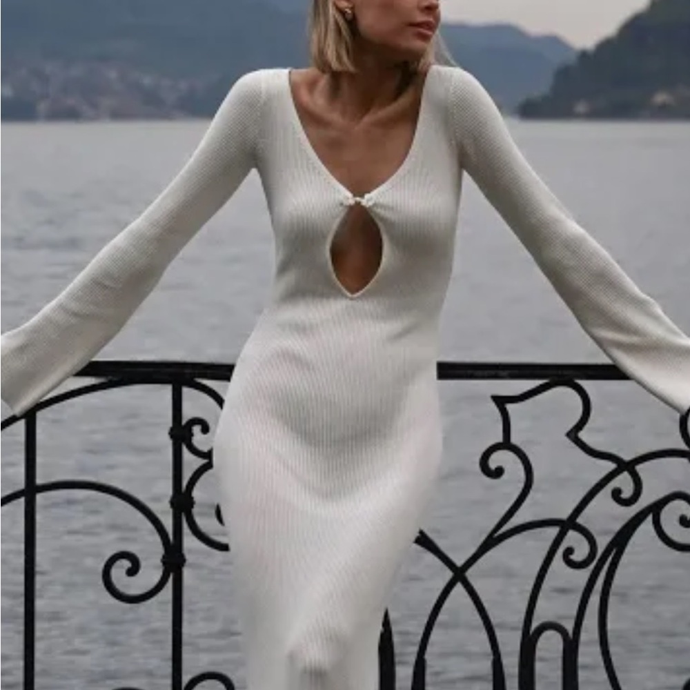 Yllw White Ribbed Rory Maxi Dress NWOT
